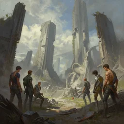 A beautiful digital painting sci-fi ruins by Stanley Artgerm Lau, frank frazetta, Rossdraws, James Jean, gerald brom, Andrei Riabovitchev, Marc Simonetti, and Sakimichan, trending on artstation