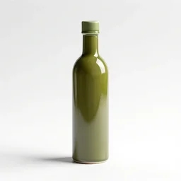 ceramic olive oil bottle, clean 3d render, octane render, isolated on a pure white background, centered, entire object in frame, sharp focus, soft studio lighting