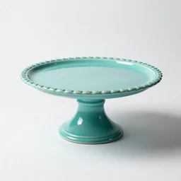 turquoise cake stand, studio product photography, isolated on a pure white background, centered, entire object in frame, sharp focus, soft studio lighting