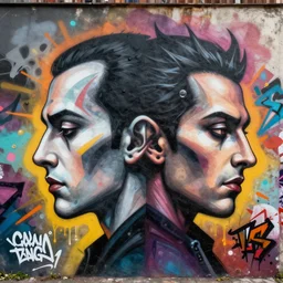 ultra detailed satan profile picture by shepard fairey, sachin teng, dan mummford, symmetrical, organic matte painting, hard edges, graffiti, street art
