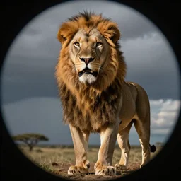 fisheye photo of a lion