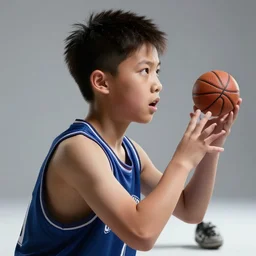 an epic portrait of a boy playing basketball, highly detailed, high quality, HDR, path tracing, epic image, realistic face, hyperrealistic, badass pose, digital art, five fingers, anatomically correct, dramatic lighting, studio quality, profile photo