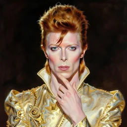 David Bowie as the Fairy King, portrait, illustration by Brian Froud and John Bauer