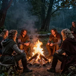 vox machina sitting around a camp fire
