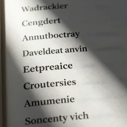 a list of words