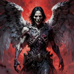Keanu Reeves as an angel of death, by Wayne Barlowe, 8k, insanely detailed and intricate, ominous, vivid and vibrant, terrifying