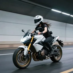 photo of a woman speeding on a motorcyle with a helmet inside of a tunnel, neo - future, highly detailed environment, backlighting, intricate, complicated, complex, digital painting, sharp focus, beautiful composition, intricate details, complementary colors, watercolor, mika ninagawa