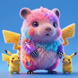 high quality 3 d render cyberpunk very cute multicolored fluffy! wombat cyborg, mechanical paw, highly detailed, vray smooth, in the style of detective pikachu, hannah yata charlie immer, cinematic neon blue light, low angle, uhd 8 k, sharp focus