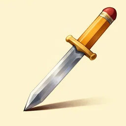 a pencil that turns into a sword, digital art