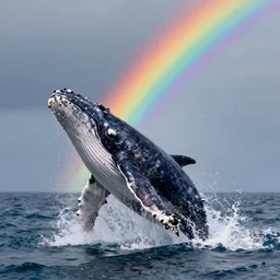 orca whale jumping out the water rainbow drips epic landscape splash art graphic design color splash high contrasting art, fantasy, highly detailed, art by greg rutkowski