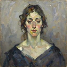 Oil painting Portrait of a woman by Lucian Freud, Abstract brush strokes, Masterpiece