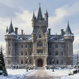 anime style, victorian castle, winter, academia, enhanced, hd, realistic,