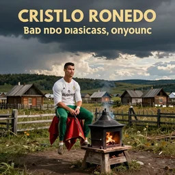 Cristiano Ronaldo rides a stove in a Russian village