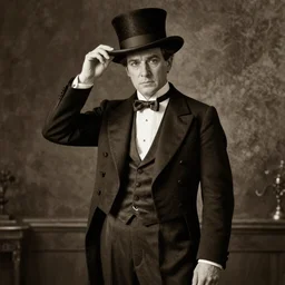 photorealistic sepia portrait of a 1 9 2 0 s era male magician, well dressed in his mid - thirties, long - tailed tuxedo coat, by clyde caldwell, atmospheric lighting, hatless, dark, brooding, painted, intricate, ultra detailed, well composed, best on artstation, cgsociety, epic, stunning, gorgeous, intricate detail, much wow, masterpiece, cinematic aesthetic octane render, 8 k hd resolution,