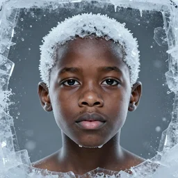 black boy, head made by ice