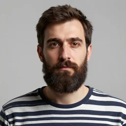 a man with a beard and a striped shirt, a character portrait by Tuvia Beeri, behance, generative art, vray tracing, physically based rendering, ambient occlusion