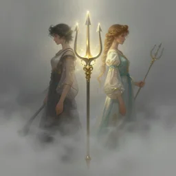 symmetry!! a hybrid complex and beautiful trident in the fog of magic light, digital painting, artstation, concept art, smooth, sharp focus, illustration, art by artgerm and greg rutkowski and alphonse mucha, 8 k