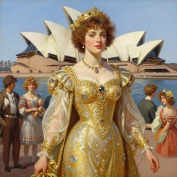 a beautiful realistic painting of isabelledeltore in the 1 9 8 0 s carnival in the city of sydney, australia intricate, elegant, highly detailed, digital painting, artstation, concept art, by krenz cushart and artem demura and alphonse mucha