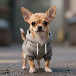 a honey colored chihuahua puppy Showing off her streetwear , artstation, greg rutkowski, cinematic