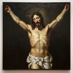 Jesus Christ's wound infected with reality television, oil painting, masters, MET collection