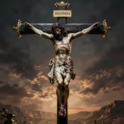 jesus christ crucifixion by beksinski, fantasy, scary, award winning 8k