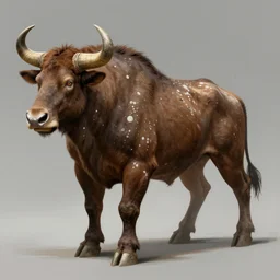 fantasy concept art, armored female Minotaur, brown fur with white spots