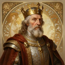 portrait of a medieval old king, intricate, elegant, highly detailed, digital painting, artstation, concept art, smooth, sharp focus, illustration, art by artgerm and greg rutkowski and alphonse mucha, 8 k