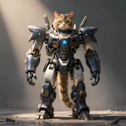 Sci-fi ultradetailed mech robot cat