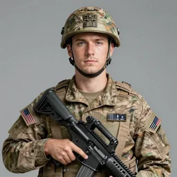 portrait of sam hyde wearing a us army soldier uniform and a m - 1 6, detailed, 8 k, smooth, sharp focus, mubi, reddit. com, hyper - realist, detailed