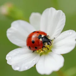 a lovely ladybug resting inside big wet flower on a summer meadow, by ilya kuvshinov, rtx rendering, octane render 1 2 8 k, maya, extreme high intricate details by tom bagshaw, medium shot, close up shot, composition by sana takeda, lighting by greg rutkowski