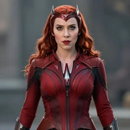 A portrait of elizabeth in scarlet witch costume, cinematic, digital art, amazing detail