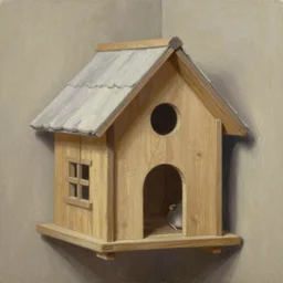 A detailed shot of the interior of a mouse house in the wall, wide shot, hyperealism, oil painting