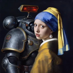 character portrait cyberpunk warhammer 4 0 k, warrior marine the girl with the pearl earring character design, painting by gaston bussiere, katsuya terada, frank frazetta, tom of finland, trending on artstation