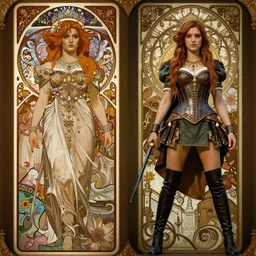 paintings of cinematic stills from the xena warrior princess and final fantasy 1 0 crossover, gothic and victorian and roman architecture, intricate jewelry, vests, corsets, kneehigh boots, ornate, filigree, bloom, rim lighting, cinematic lighting, god rays, by mucha, by bouguereau, artstation, cgsociety, rendered in octane.