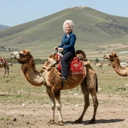 Dolly Parton riding a camel in Slough