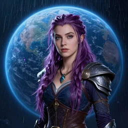 ( hyperrealist distant portrait of sylvanas windrunner on a blue planet where it rains colors. ) by noah bradley, photorealistic, dynamic lighting, beautiful, trending on artstation, wallpaper, dream, 4 k, award winning, cute face, handsome girl, perfect factions