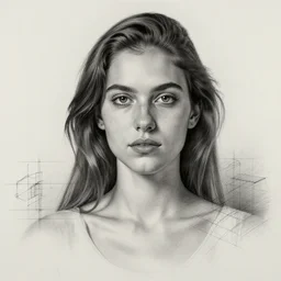 a beautiful hyperrealistic Sara Orrego portrait and body in pencil from a photo, by Peter Mohrbacher, technical drawing, blueprint diagram, trending on artstation