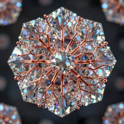 a microscopic hdri wide angle photo of a shiny glowing reflective prismatic crystal fractal filled with internal cybernetic dendrites of copper surrounded by jupiter's swirling clouds strong light from below, octane render, trending on artstation, moody, cinematic, 8 k, volumetric lighting, and variants of that