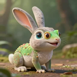 bunny - gecko hybrid, by weta digital, wildlife photography, 3 - dimensional, 4 k, happy, natural lighting