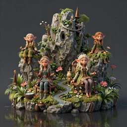 magical enchanted elves on a humongous paradise biome, fantasy, hyper realism, wet reflections, intricate, digital art, detailed, studio shot, unreal engine 5, octane, high definition, smooth, artstation, behance