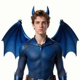 Daniel Sharman with blue bat-wings, photorealist digital portrait, 4k, masterpiece