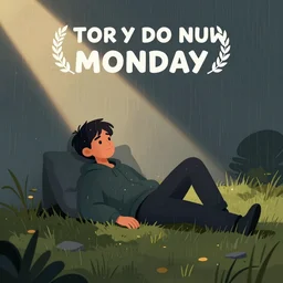 Boring lazy rainy Monday. Digital Illustration.