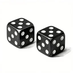 two dices, white background, black and white, woodcut, beardsley, aubrey, crepax, guido, moholy - nagy, laszlo, szukalski, stanisław