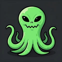 funny alien monster with tentacles in a hand-drawn vector,SVG, cult-classic-comic-style n -9