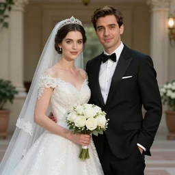 Angelina and Margot are getting married, wedding couple portrait by Artgerm