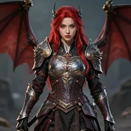 a beautiful female warrior, 8 k, hyperrealistic, red hair, dragon slayer, hyperdetailed, fantasy portrait by laura sava