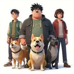 a group of lawbreaking dogs trying to appear funny, cyberpunk art by yumihiko amano, jesper ejsing, by rhads, makoto shinkai and lois van baarle, ilya kuvshinov, cgsociety, figurative art, toonami, zbrush, official art