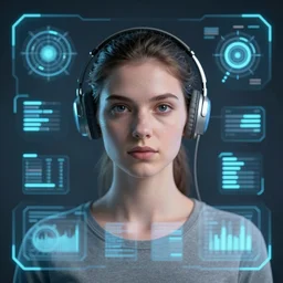 portrait of a futuristic spatial computing interface.