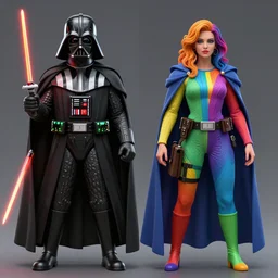 highly detailed matte painting of multicolored darth vader by dan mumford and lisa frank, rainbow, unreal engine, concept art, trending on artstation
