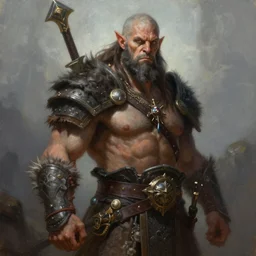 a beautifully detailed portrait painting of a half - orc barbarian, portrait fantasy art, darksun fantasy art, art by keith parkinson and greg rutkowski and tim hildebrandt